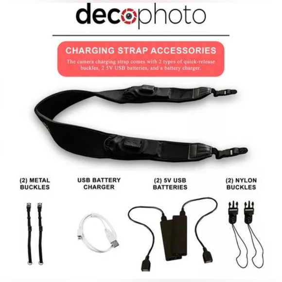 Pack of 2, Deco photo gear camera duo straps battery charger, flash card - Picture 2 of 2